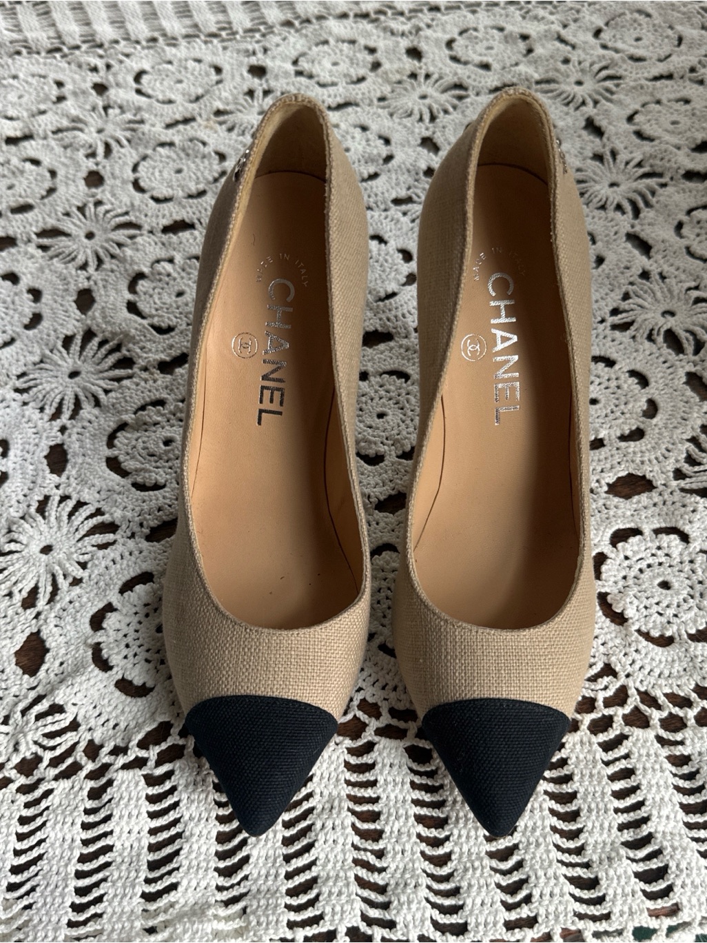 Chanel Canvas Knot Heels
